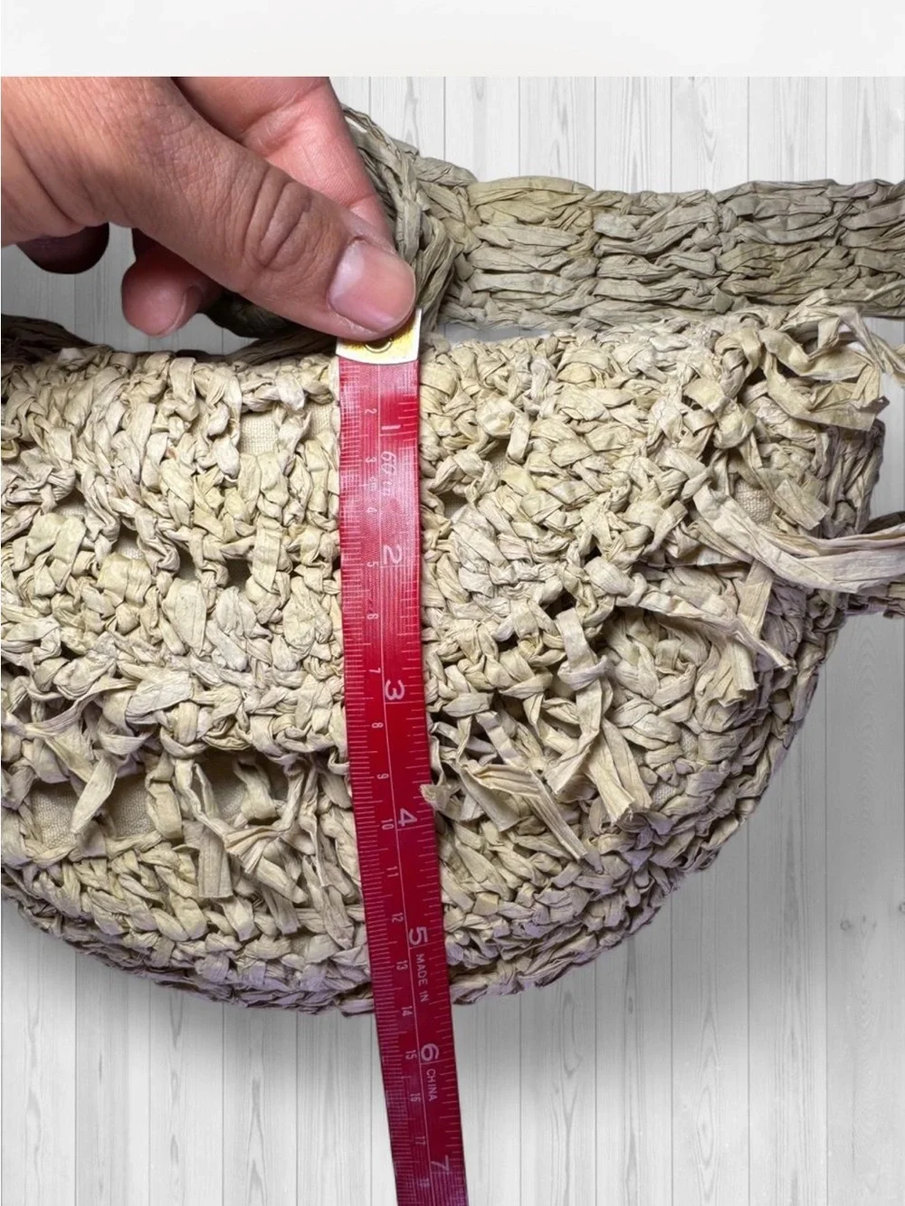 Anthropologie Hand-Woven Raffia Boho Belt Bag, Natural Beige